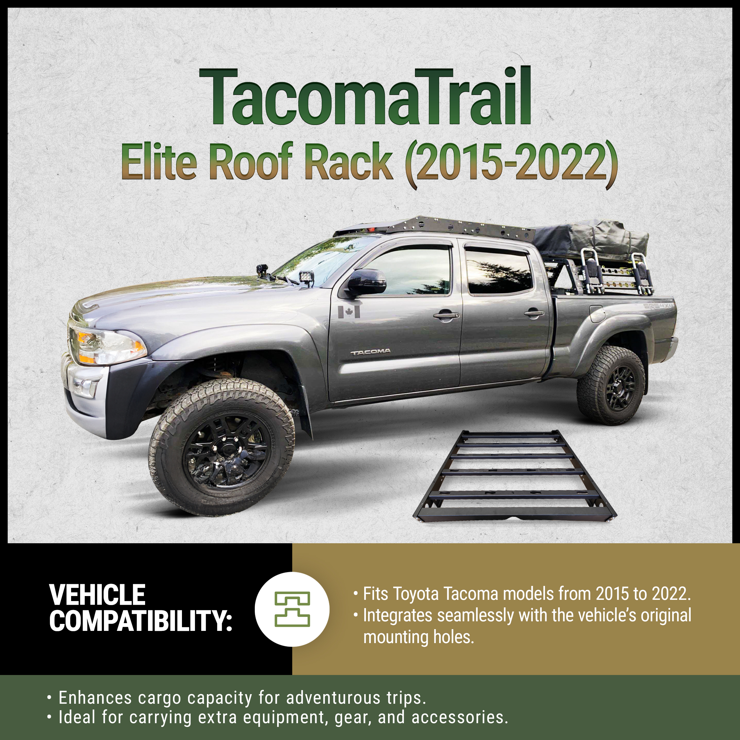 TacomaTrail Elite Roof Platform Roof Rack (2015-2022)