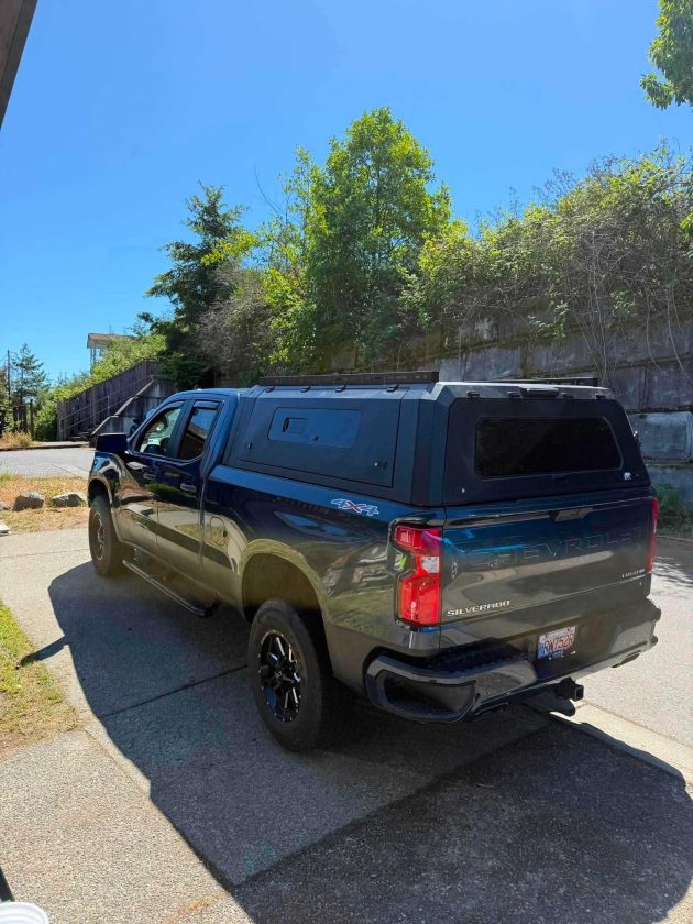 Chevrolet Silverado truck canopy for secure cargo protection and outdoor utility