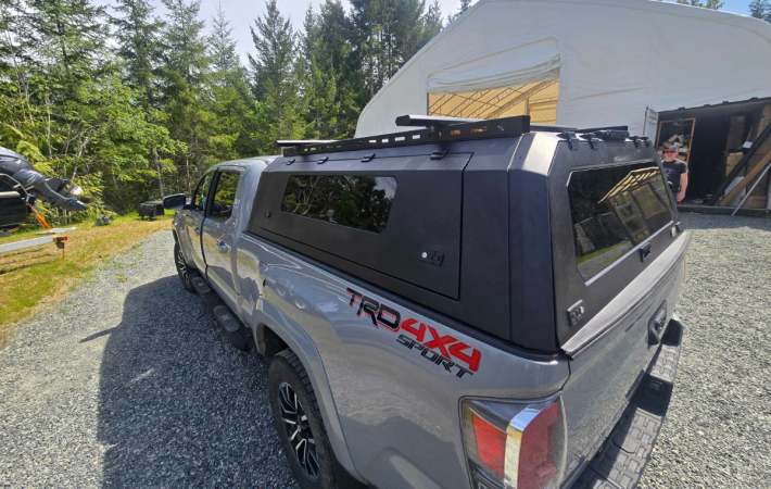 Tacoma canopy installation for overland and camping adventures on Vancouver Island