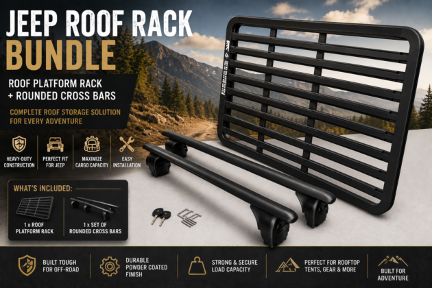 Jeep Roof Platform Rack + Rounded Roof Cross Bars Bundle